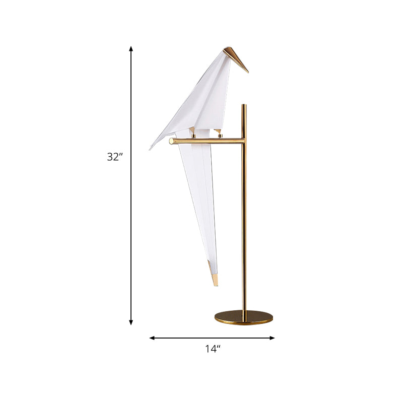 Lampada da tavolo per uccelli in plastica Stile contemporaneo 1 illuminazione da tavolo per finitura in oro chiaro per soggiorno