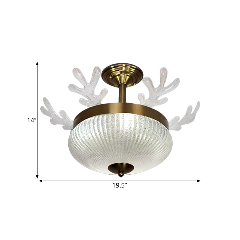 Bowl Prismatic Glass Plafond Light Nordic Nordic 8 Head Gold Semi Flush Mount avec design de bois