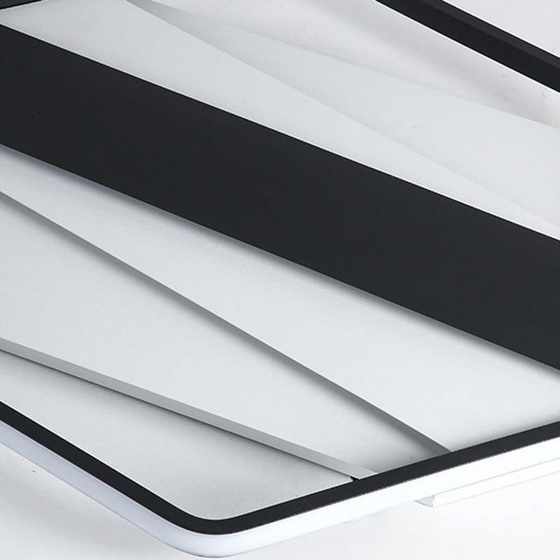 Lámpara de techo LED de acrílico moderna con luz de techo rasante rectangular y hexagonal en negro para hotel