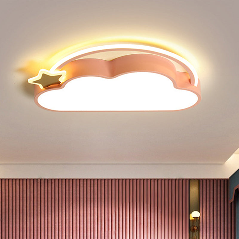 Wolk- en ster-plafondgemonteerd armatuur Eenvoudig roze/goud LED-inbouwlicht voor kinderslaapkamer