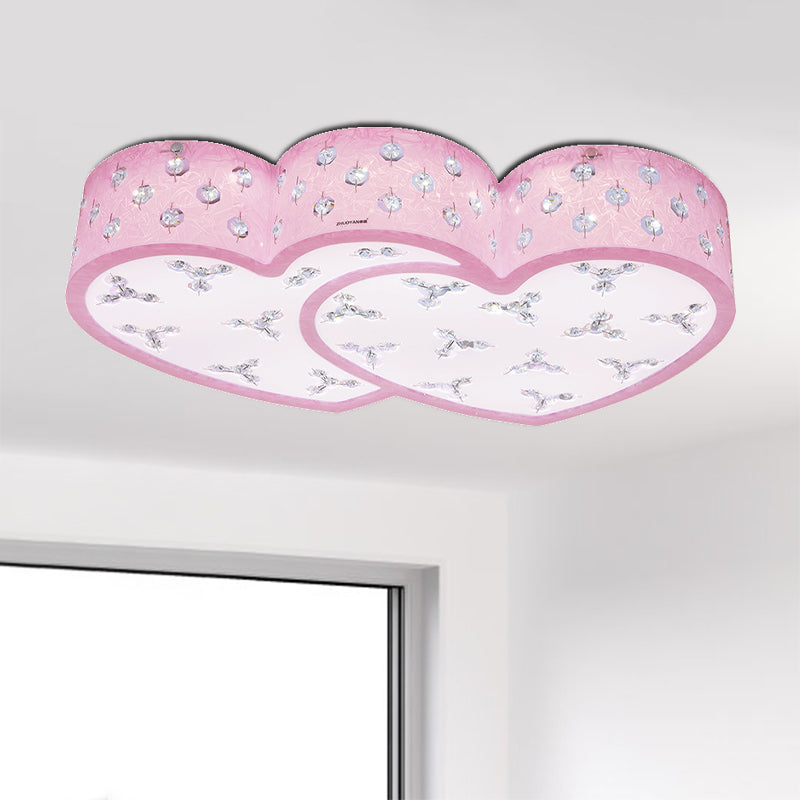 Modernism LED Flush Lamp Pink Loving Heart Ceiling Mounted Fixture with Acrylic Shade
