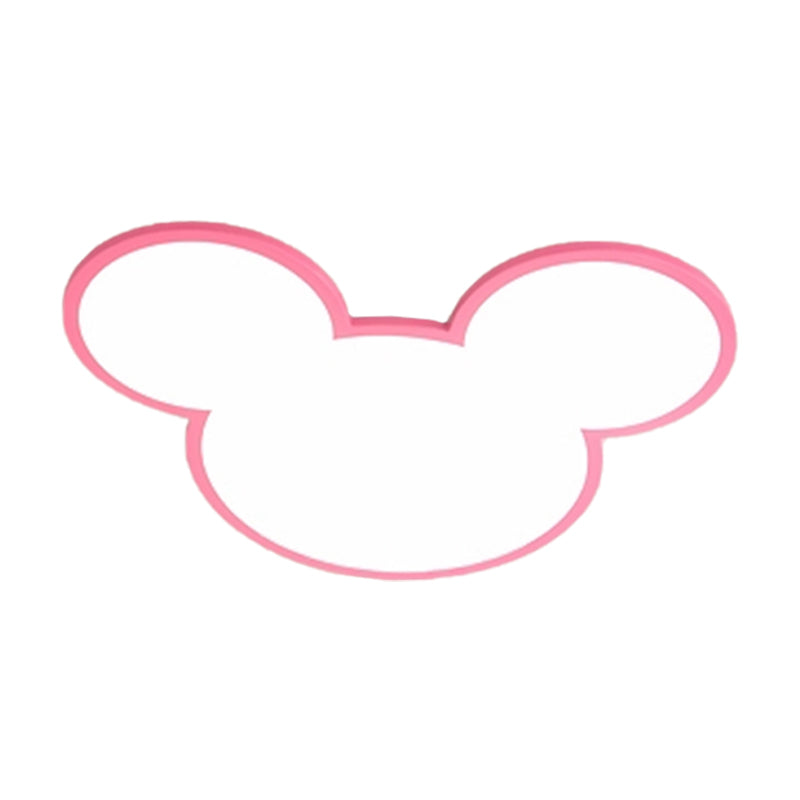 Acrylic Mouse Head Ceiling Light Cartoon LED Flush Mount Lighting Fixture in Pink