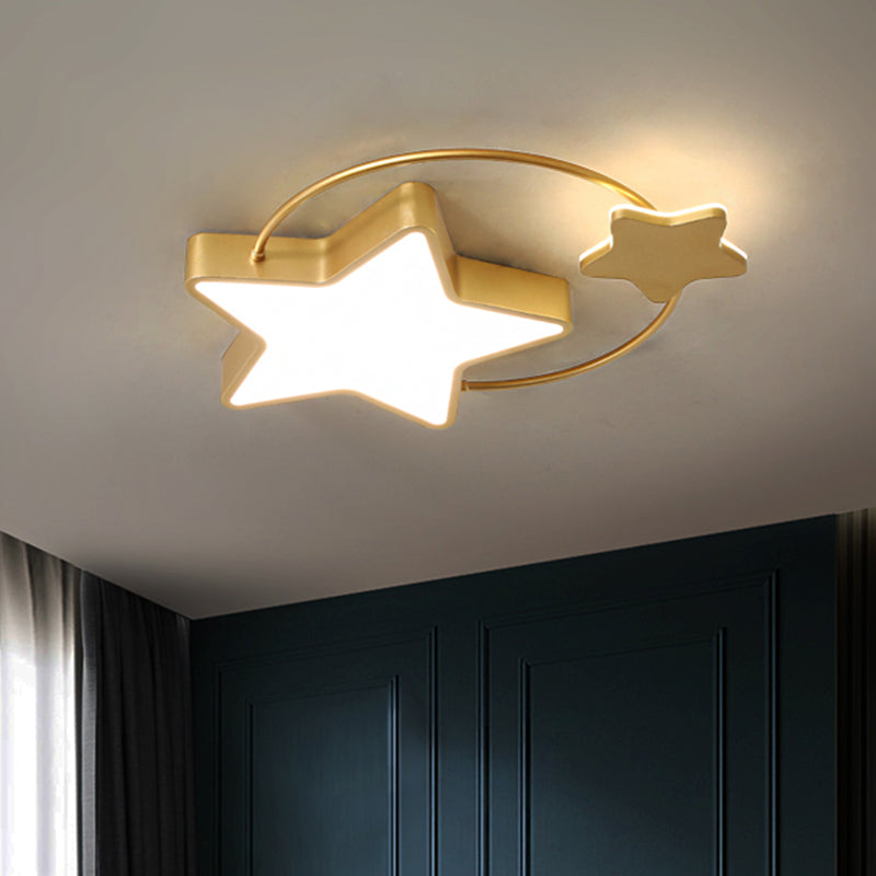 Star Metallic Flush Light Fixture Modern LED Gold Ceiling Flush Mount for Sleeping Room