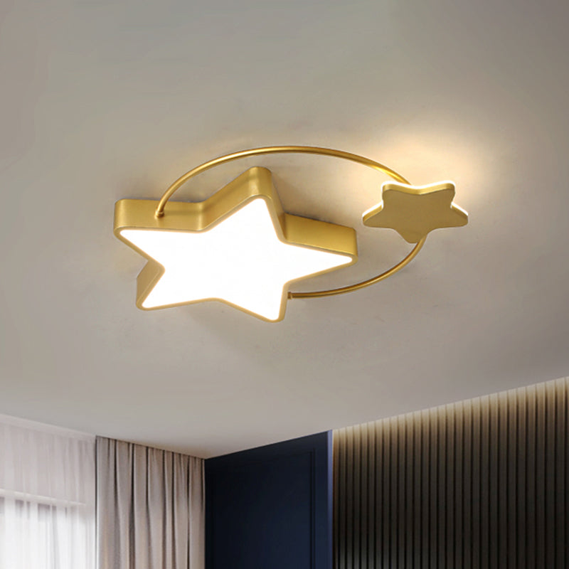 Star Metallic Flush Light Fixture Modern LED Gold Ceiling Flush Mount for Sleeping Room