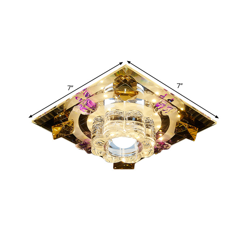 Modern Flower Flush Mount Lighting Clear Crystal LED Corridor Close to Ceiling Lamp in Chrome