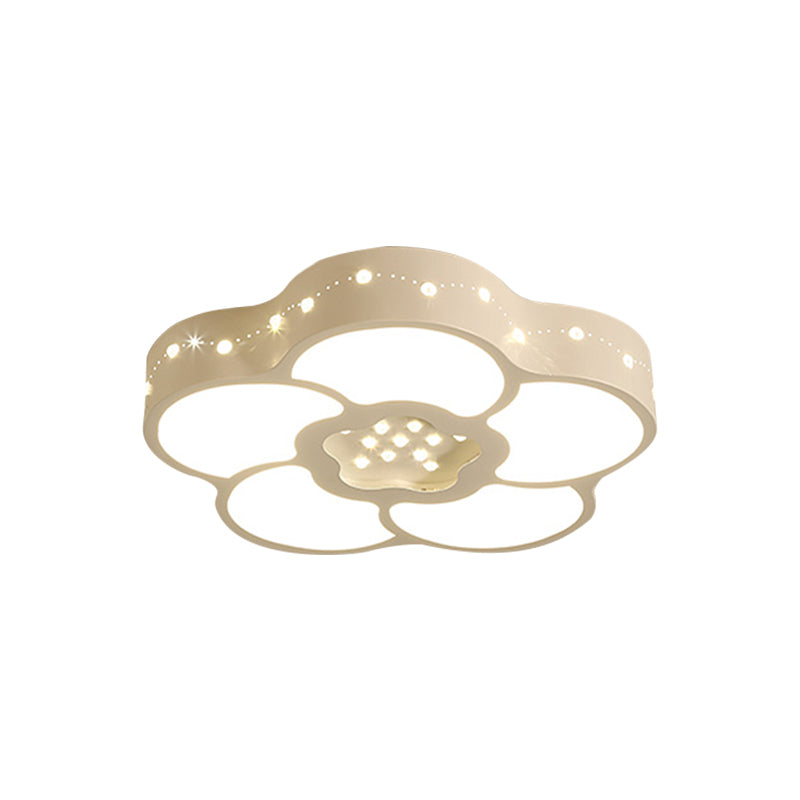 Simplicity Flower/Moon Flush Mount Faceted Crystal LED Bedroom Ceiling Light Fixture in Chrome