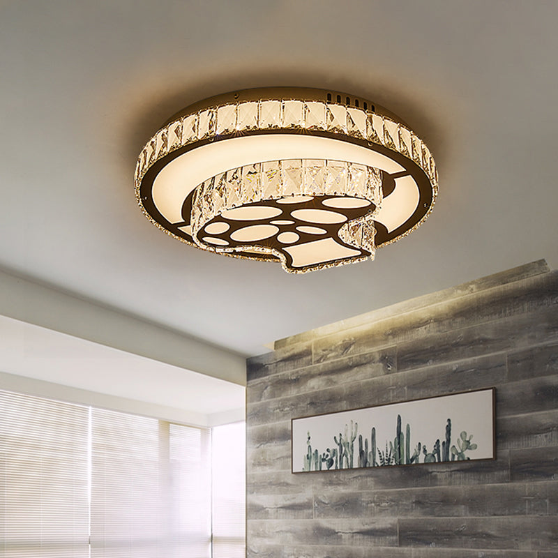 Crystal Rectangle Mushroom Flush Mount Simplicity LED Chrome Ceiling Light Fixture