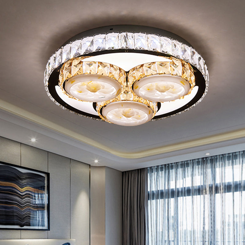 Chrome LED -cirkel plafondlicht minimalisme kristalblok spoelmountlamp met lotusontwerp
