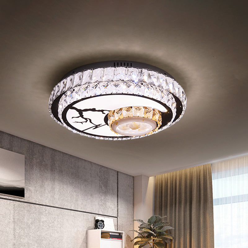 Chrome LED -cirkel plafondlicht minimalisme kristalblok spoelmountlamp met lotusontwerp