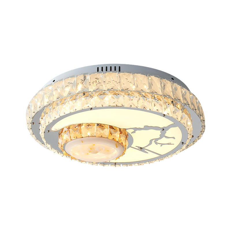 Chrome LED -cirkel plafondlicht minimalisme kristalblok spoelmountlamp met lotusontwerp
