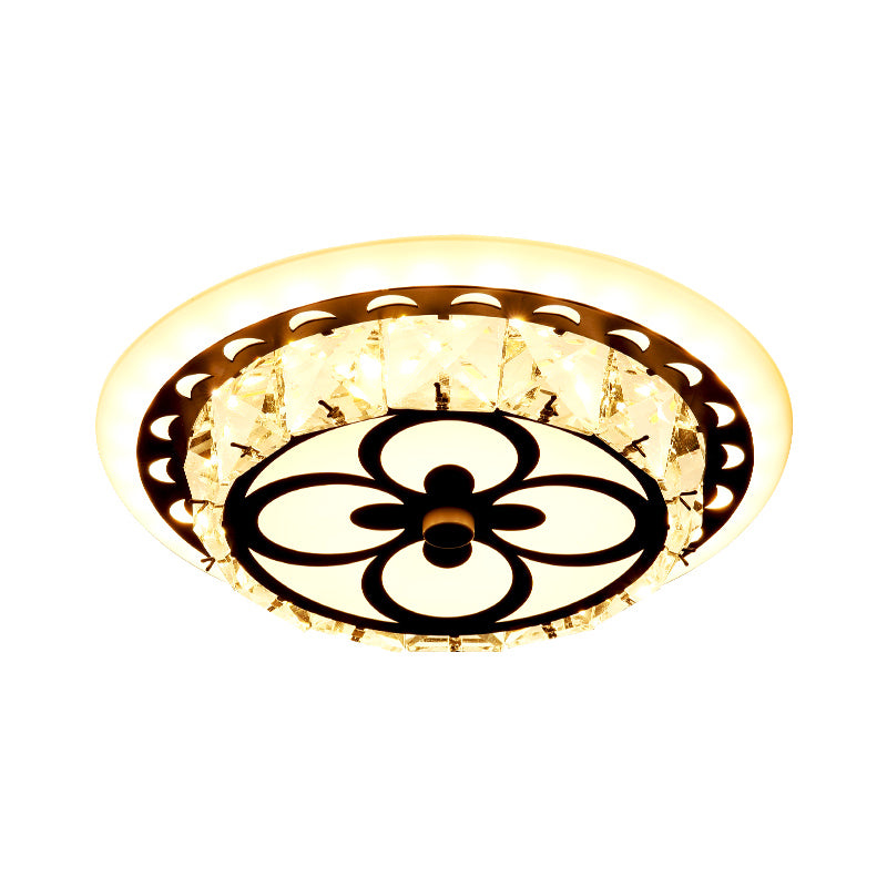 Round/Square Flush Mount Lamp Modernist Crystal Block LED Corridor Ceiling Lighting in Chrome