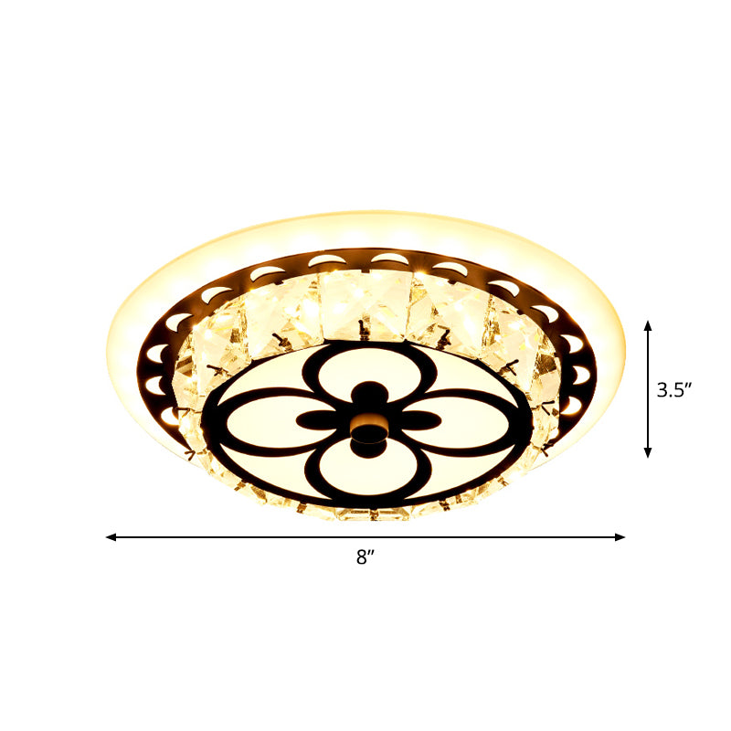 Round/Square Flush Mount Lamp Modernist Crystal Block LED Corridor Ceiling Lighting in Chrome