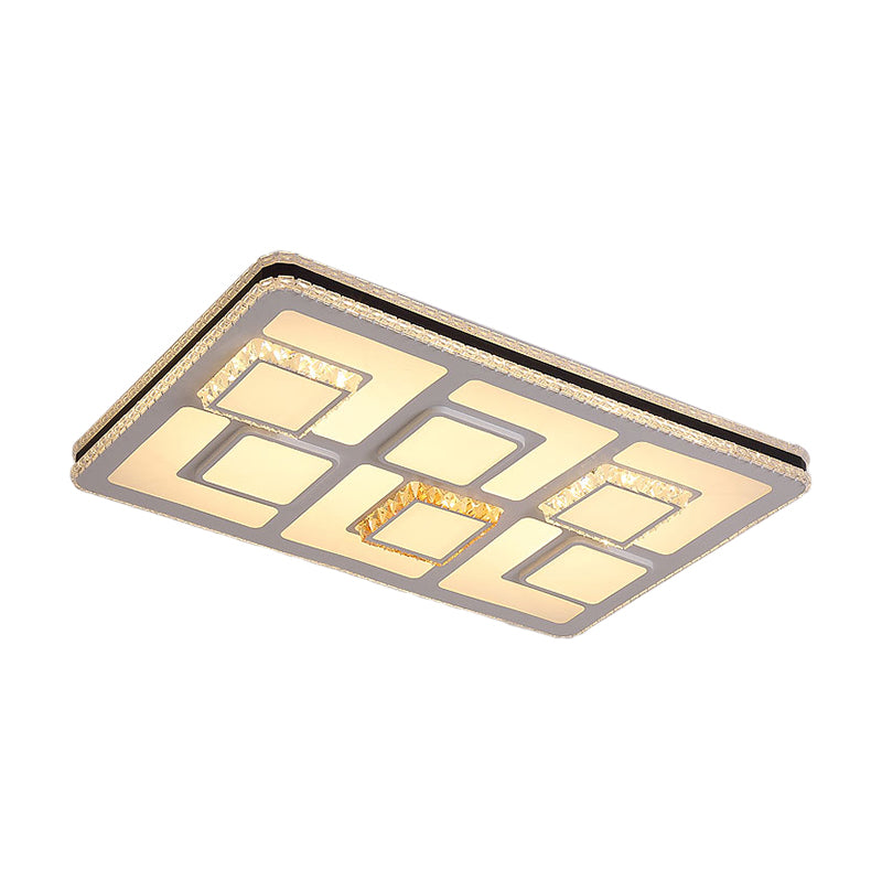 Rettangolo Soffitto Luce Fissaggio Minimalismo Sfaccettato Cristallo LED Flush Mount in White