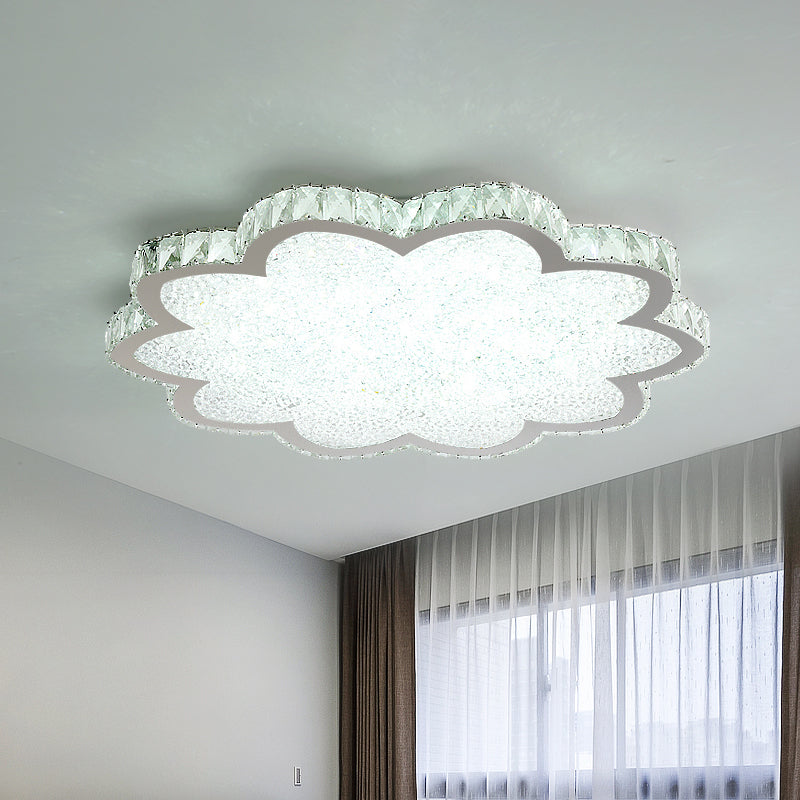 Bloom Clear Crystal Flush Light Fixture Minimalist LED Stainless-Steel Ceiling Mount Fixture