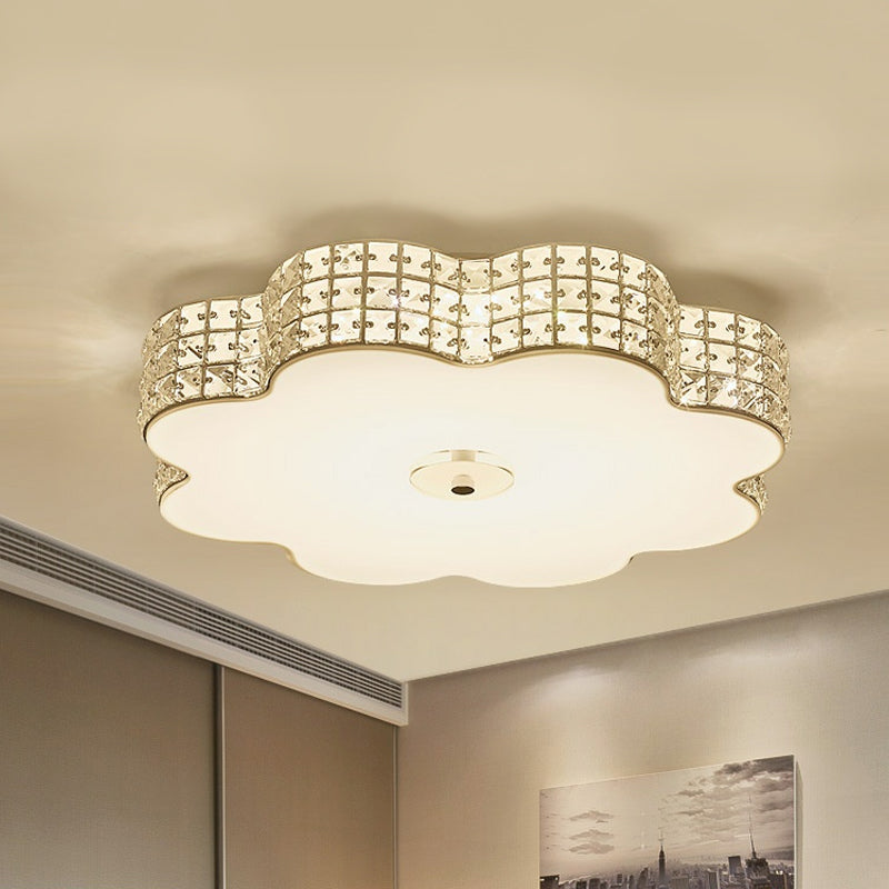 Bloom Living Room Flush Mount Fixture Cur Crystal LED Modernism Ceiling Light in Gold