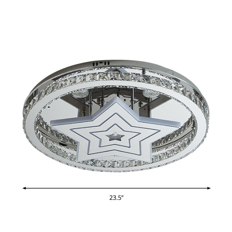 Kreis Schlafzimmer Decke Flush Crystal Block LED Modernist Semi Flush Mount mit Sterndesign in Chrom