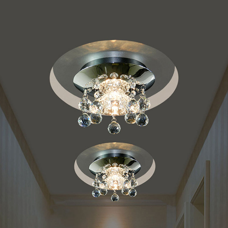 Blossom Semi Flush Mount Light Modernist Clear Crystal LED Chrome Lighting Fixture for Corridor