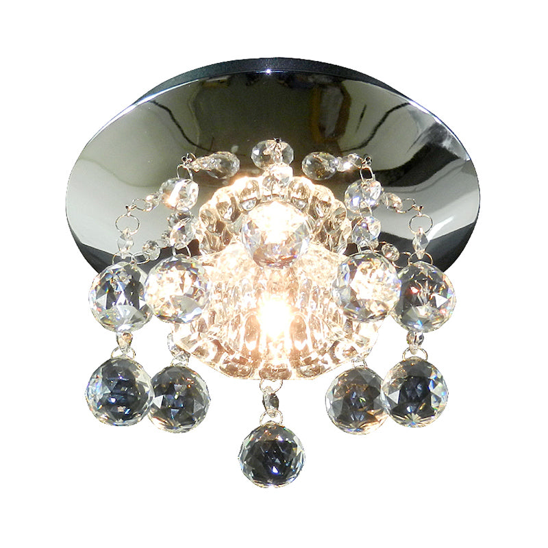 Blossom Semi Flush Mount Light Modernist Clear Crystal LED Chrome Lighting Fixture for Corridor
