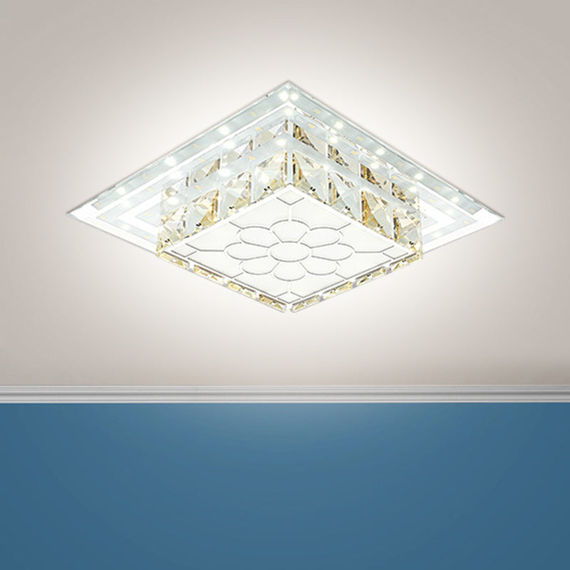 Illuminazione minimale rotonda/quadrata da incasso con illuminazione a LED in cristallo per corridoio vicino alla lampada da soffitto in luce calda/bianca con motivo floreale