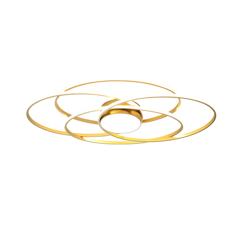 Cirkelring-inbouwlamp, moderne metalen woonkamer LED-plafondarmatuur in goud, warm/wit licht