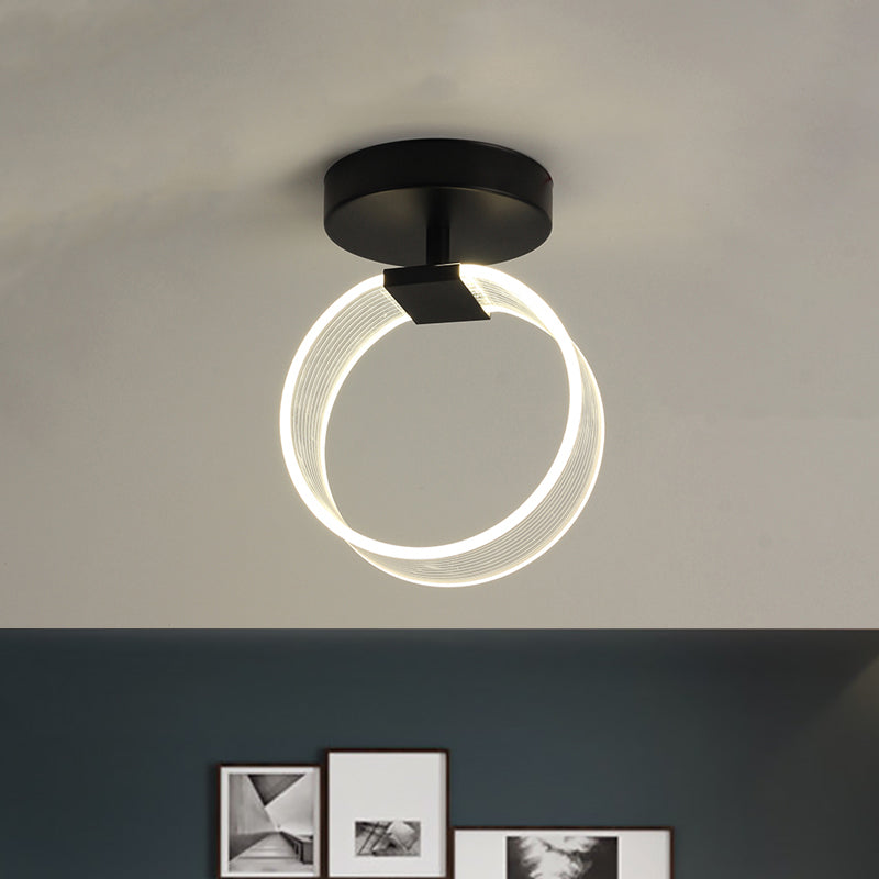 LED-gangplafondlamp Modern zwart/goud, semi-inbouwverlichting met ronde acrylkap