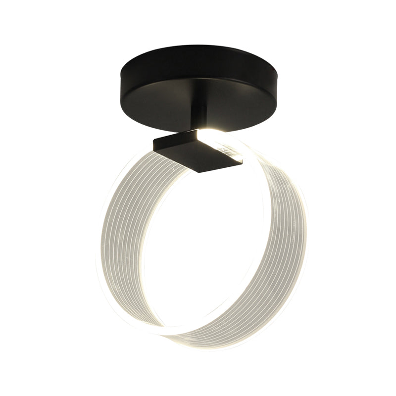 LED-gangplafondlamp Modern zwart/goud, semi-inbouwverlichting met ronde acrylkap