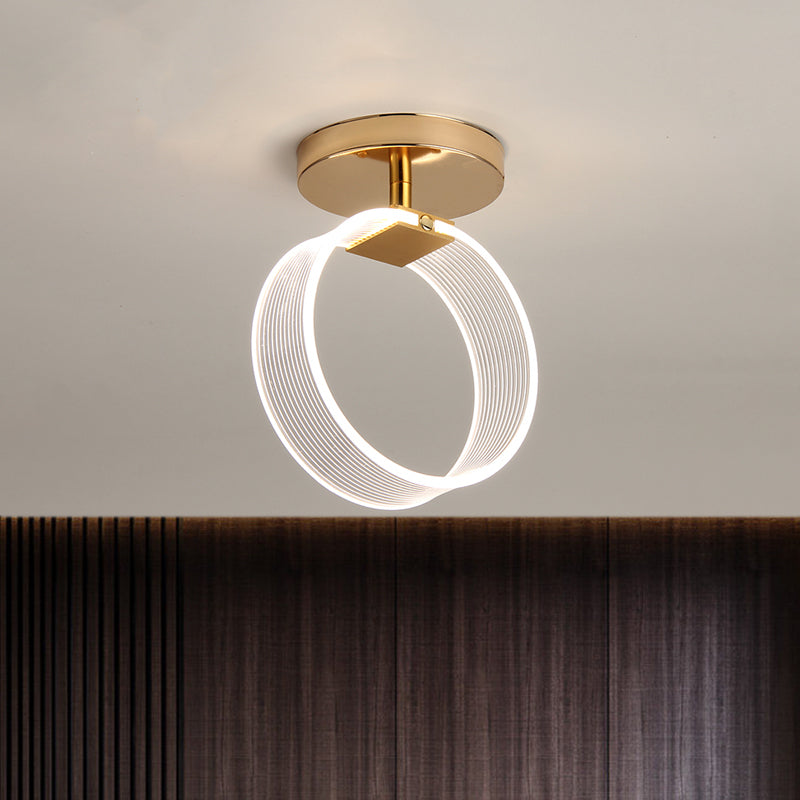 LED-gangplafondlamp Modern zwart/goud, semi-inbouwverlichting met ronde acrylkap