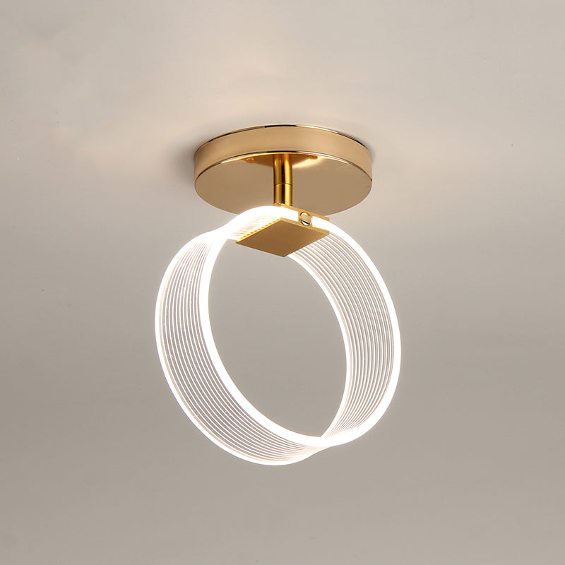 LED-gangplafondlamp Modern zwart/goud, semi-inbouwverlichting met ronde acrylkap