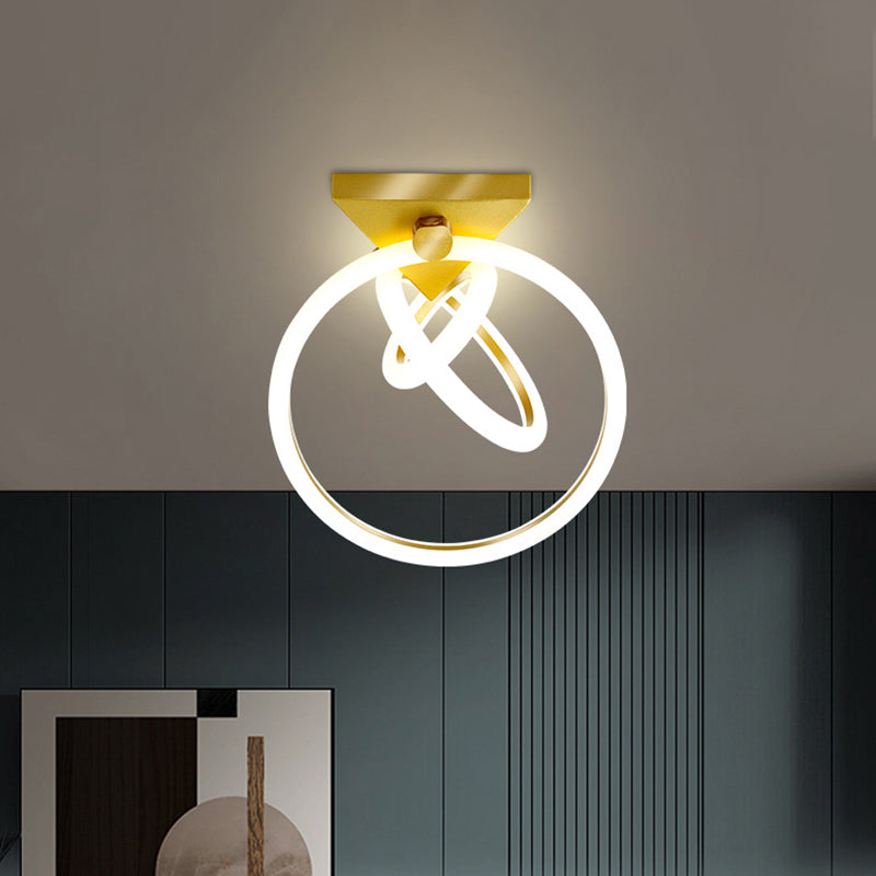 Acrylic 3-Ring Flush Light Fixture Modern LED Gold Close to Ceiling Lamp for Bedroom