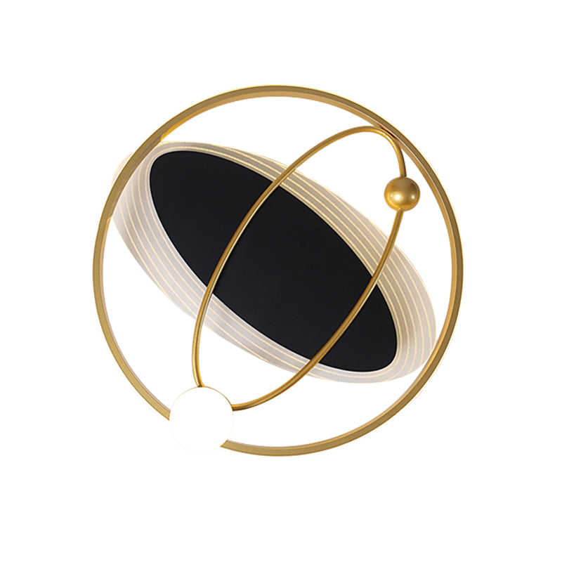 Gold Circle Flush Mount Simplicity 16"/19.5" W LED Metal Close to Ceiling Lamp with Inner Oval Design