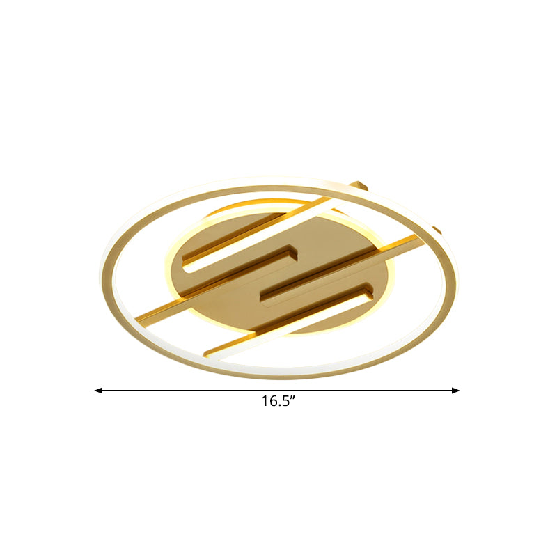 Semplicità Circle Flush Light Fixture Aluminum 16,5 "/20.5" W LED Camera Soffitto Lampada in Gold