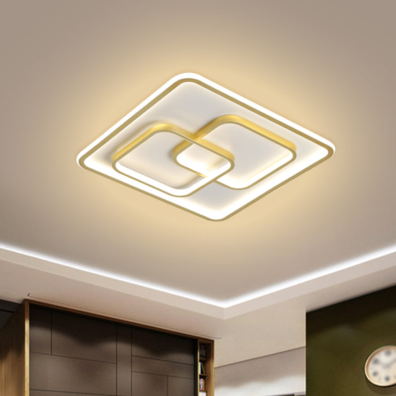 Lampada da soffitto a incasso quadrata metallica moderna 16.5 "/20.5" W LED in oro per camera da letto
