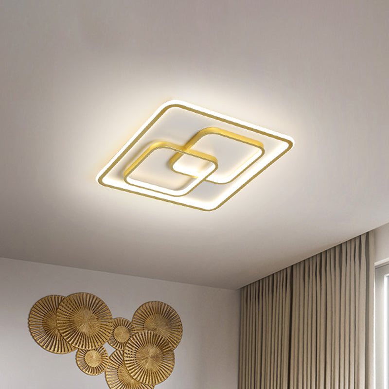 Lampada da soffitto a incasso quadrata metallica moderna 16.5 "/20.5" W LED in oro per camera da letto