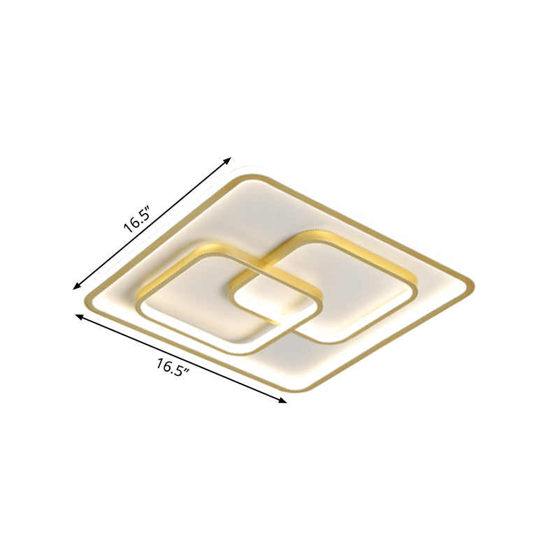 Lampada da soffitto a incasso quadrata metallica moderna 16.5 "/20.5" W LED in oro per camera da letto
