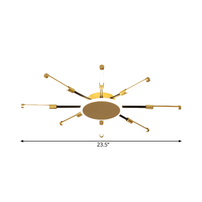 Gold Sputnik Semi Mount Lighting Minimalist LED Aluminum Ceiling Lamp in Warm/White Light, 23.5"/39" W