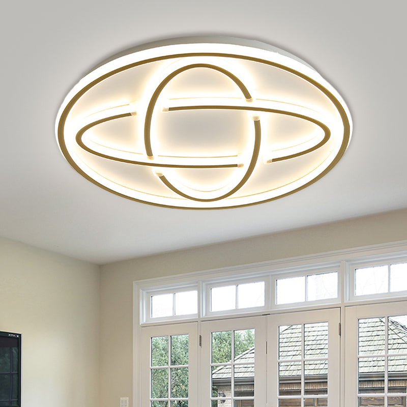 Modernist Circular Ceiling Light Metal Living Room LED Flush Mount Lighting in Gold