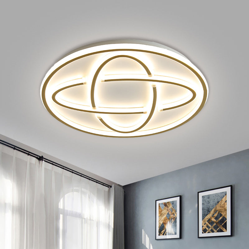 Modernist Circular Ceiling Light Metal Living Room LED Flush Mount Lighting in Gold