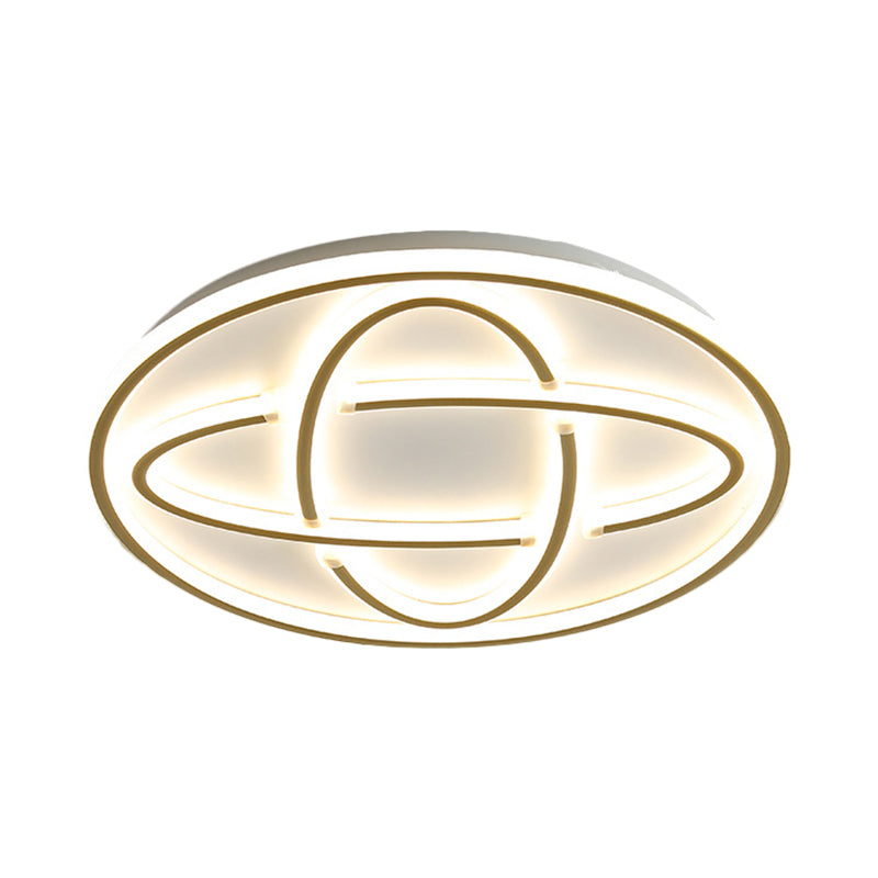 Modernist Circular Ceiling Light Metal Living Room LED Flush Mount Lighting in Gold