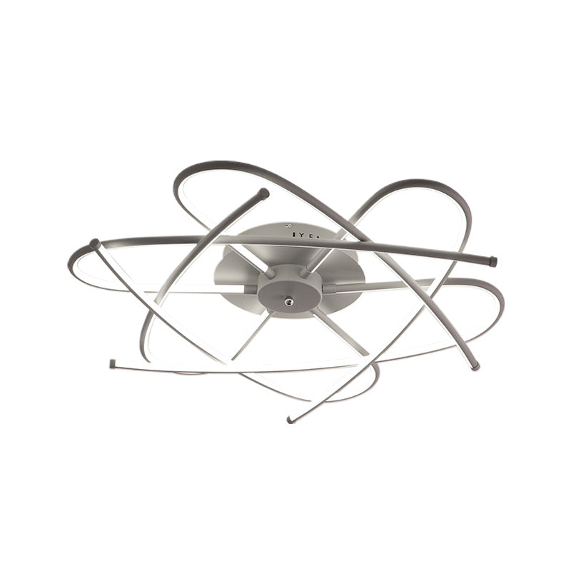 Curvo Linear Metal Semi Flush Modernst LED White Massimale Montato Fixture in Warm / White Light