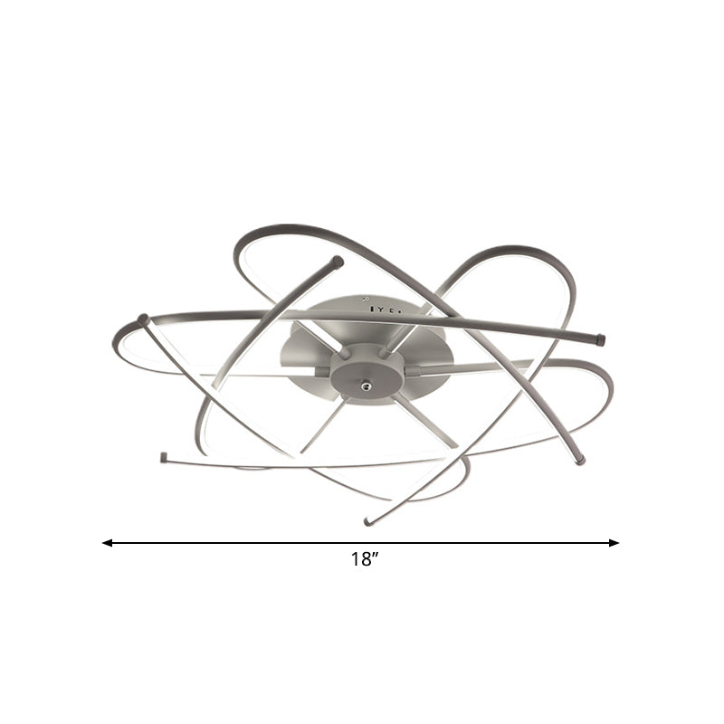 Curvo Linear Metal Semi Flush Modernst LED White Massimale Montato Fixture in Warm / White Light