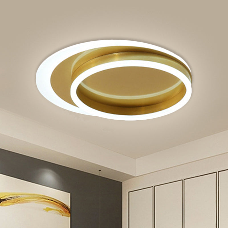 Metallic Round Ceiling Fixture Modernism LED Flush Mount Lighting in Gold, Warm / White Light