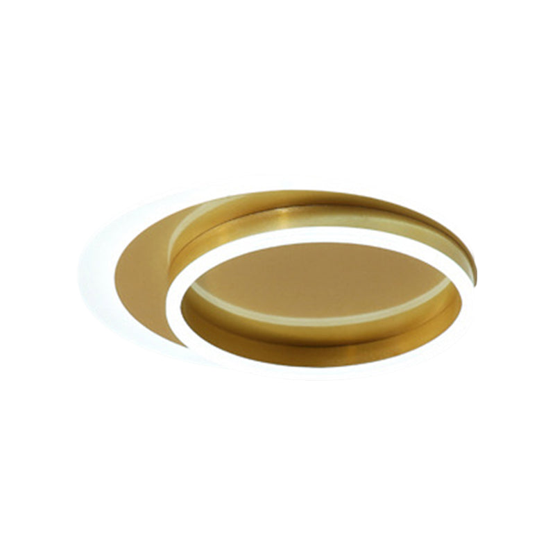 Metallic Round Ceiling Fixture Modernism LED Flush Mount Lighting in Gold, Warm / White Light