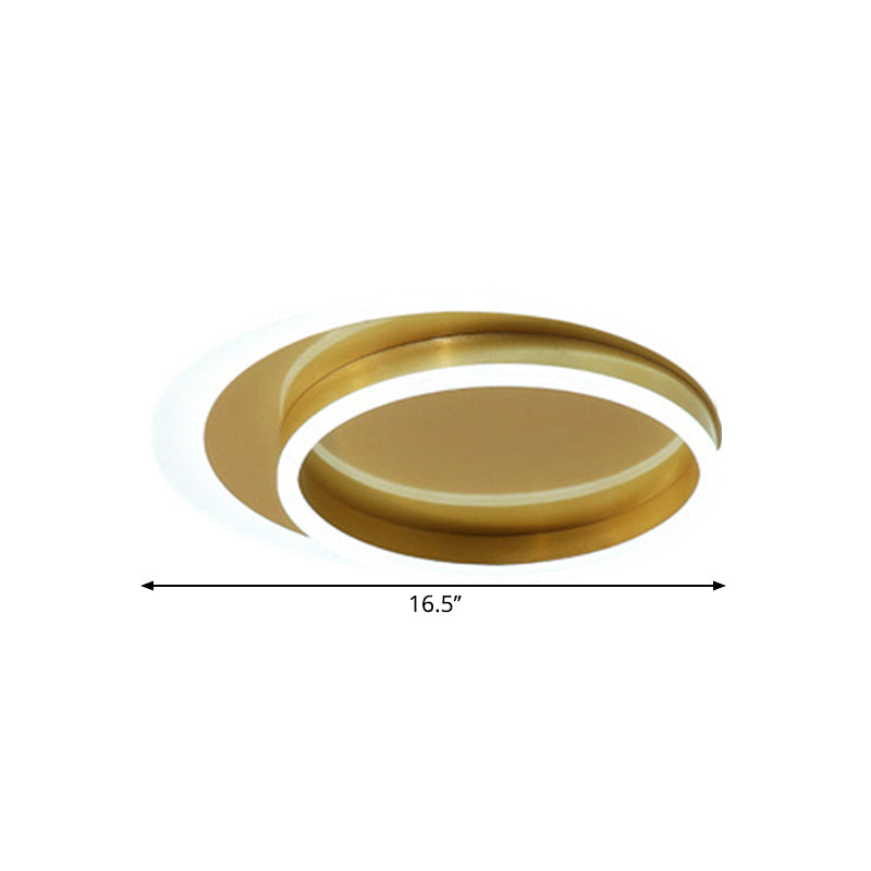 Metallic Round Ceiling Fixture Modernism LED Flush Mount Lighting in Gold, Warm / White Light