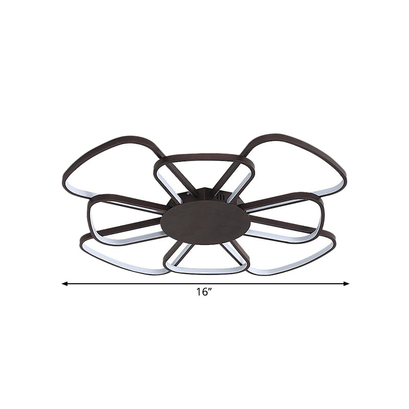 Minimalism Flower Ceiling Lamp Metallic LED Parlor Flush Mount Fixture in Coffee, Warm/White Light