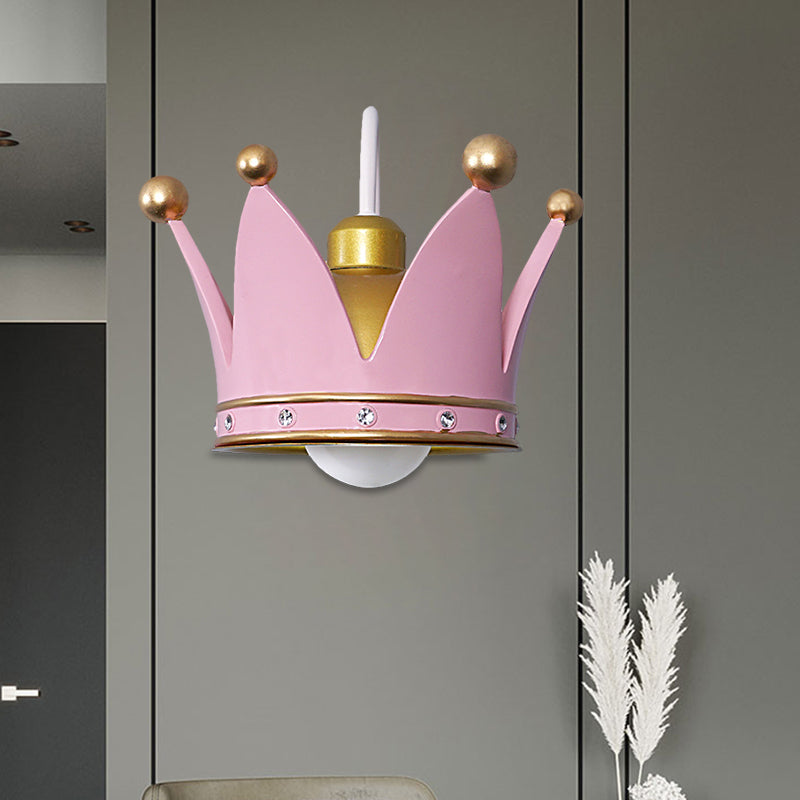 Kronkinder Schlafzimmer Wandleuchten Metall 1-Spur Kinder Stil Wandmontiertes Licht in Gold/Rosa