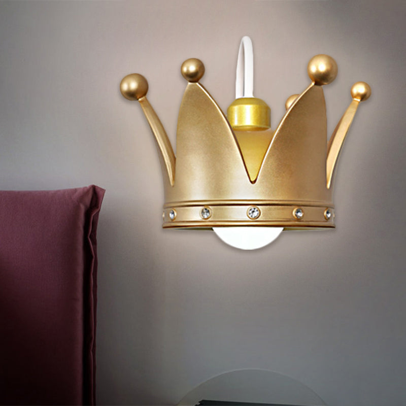 Kronkinder Schlafzimmer Wandleuchten Metall 1-Spur Kinder Stil Wandmontiertes Licht in Gold/Rosa