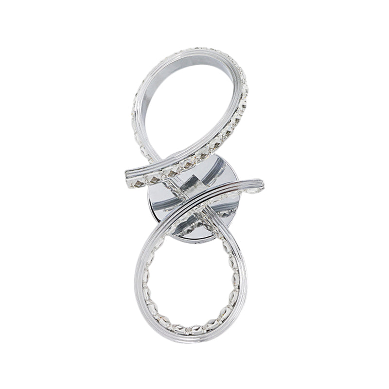 Metal Number Wall Lighting Ideas Simple LED Chrome Wall Mount Lamp with Cut Crystal Deco in Warm/White Light