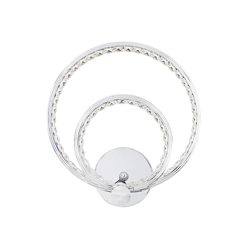 Simplicity LED Wall Mounted Lamp Chrome Dual Rings Wall Lighting Ideas with Metal Shade in Warm/White Light