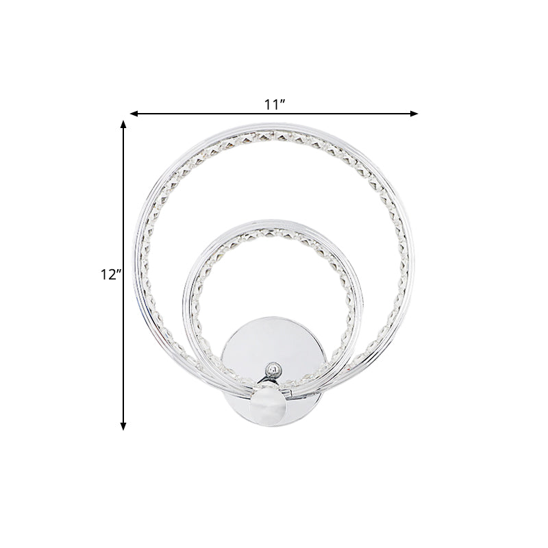 Simplicity LED Wall Mounted Lamp Chrome Dual Rings Wall Lighting Ideas with Metal Shade in Warm/White Light