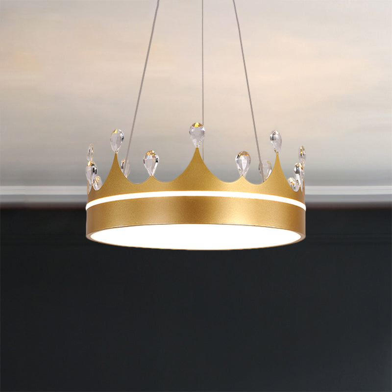Crown kroonluchter licht modernisme metaalroze/blauw/goud led gesuspendeerde verlichtingsarmatuur met kristaldeco